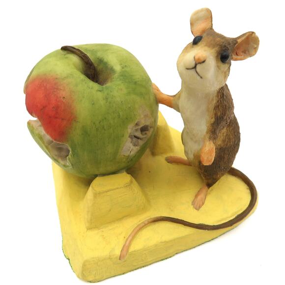 Coalport Fine Art Figurines Mouse with Apple on Cheese Hand Painted England Rare - Picture 1 of 10